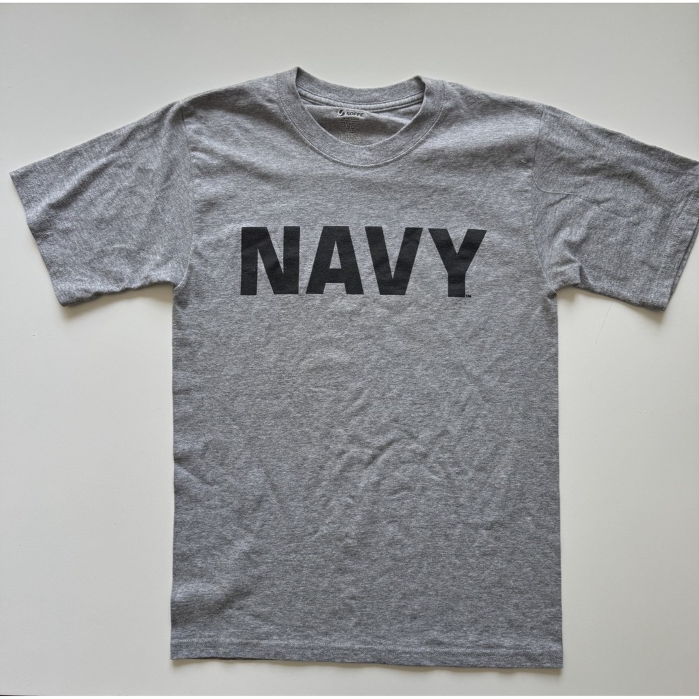 Official NAVY Short Sleeve Crew Neck Tee Shirt Small Heather Gray Soffe USA‎